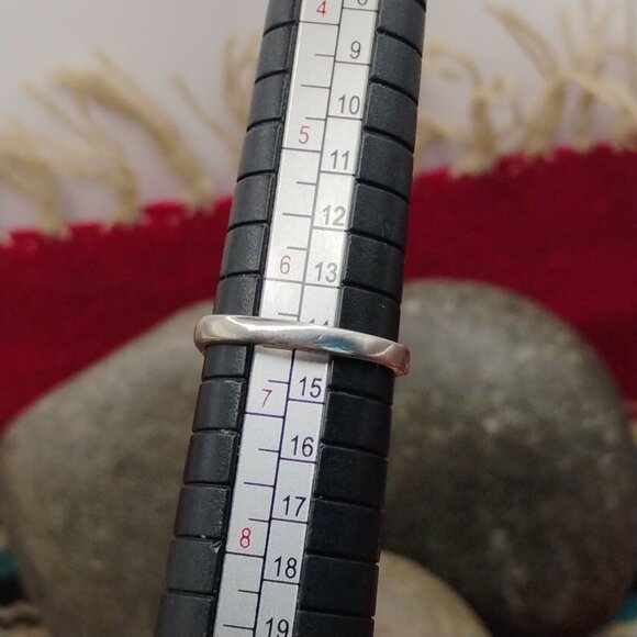 Southwest Green Turquoise in Sterling Silver Feather Leaf Design Ring Size 6.5 - Picture 5 of 6